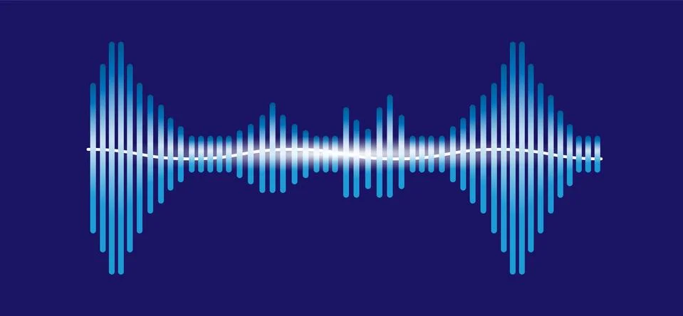 Frequency audio waveform isolated on dark background Stock Illustration