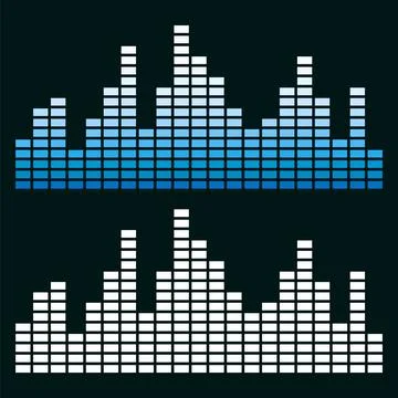 Frequency audio waveform, music wave HUD interface elements, voice graph sign Stock Illustration