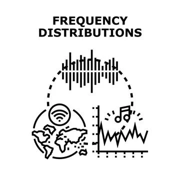 Frequency distributions concept depicting data analysis and research Stock Illustration