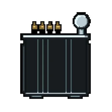 Frequency electrical transformer pixel art vector illustration Stock Illustration