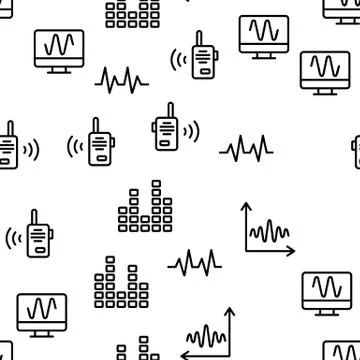 Frequency Pulse Wave Vector Seamless Pattern Stock Illustration