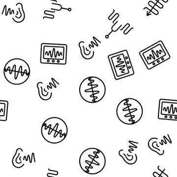 Frequency Pulse Wave Vector Seamless Pattern 스톡 일러스트