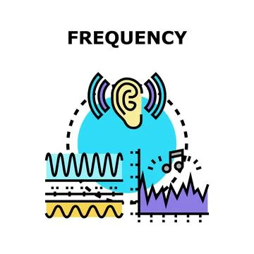 Frequency sound wave measuring and hearing concept Illustrazione stock