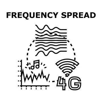 Frequency spread concept displaying radio waves and signal Stock Illustration