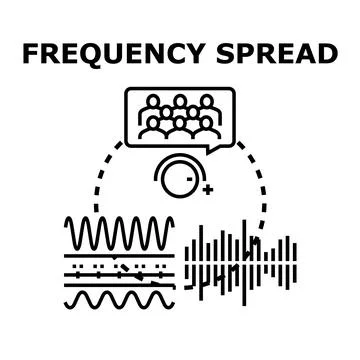 Frequency spread concept displaying sound and data transmission Stock Illustration