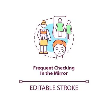 Frequent checking in the mirror concept icon Stock Illustration