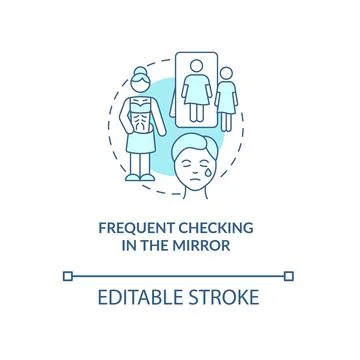 Frequent checking in the mirror turquoise concept icon Illustrazione stock