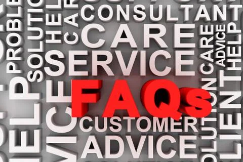 Frequently ask question concept, word faq in red Stock Illustration