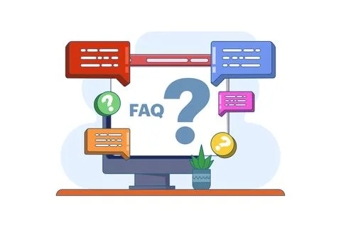 Frequently asked questions concept, FAQ when contacting support. Stock Illustration