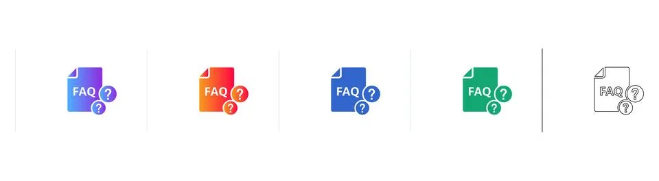 Frequently Asked Questions Document Icons with Question Marks イラスト素材