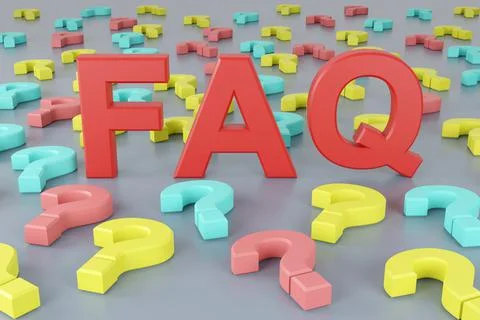 Frequently asked questions (FAQ). 3D rendering. Stock Illustration