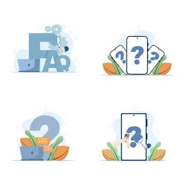 Frequently asked questions illustration set in flat style Stockillustratie