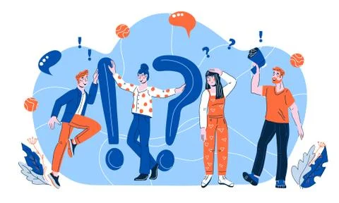 Frequently asked questions or FAQ illustration flat cartoon vector illustrati Stock Illustration