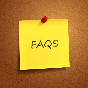 Frequently asked questions words on post-it Stock Illustration