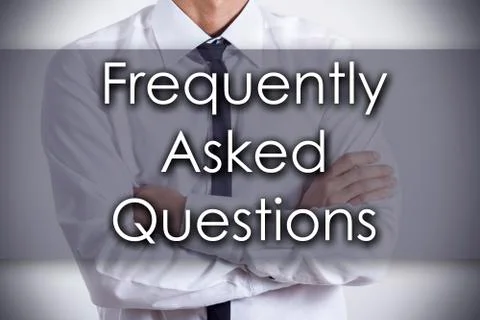 Frequently Asked Questions - Young businessman with text - business concept Stock Photos
