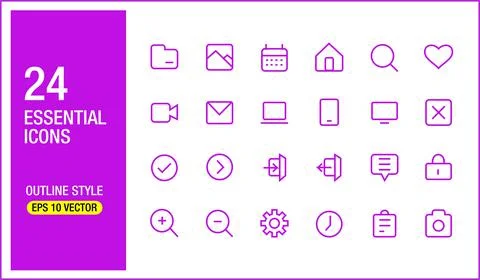 Frequently used essential icons Collections. Stock Illustration