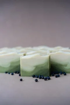 Fres made bar of juniper soap Stock Photos