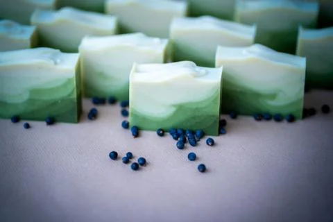 Fres made bar of juniper soap Stock Photos