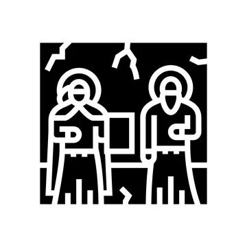 Fresco byzantine glyph icon vector illustration 스톡 일러스트