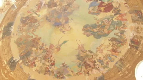 A Fresco on the ceiling of a cloister Stock Footage 58314694