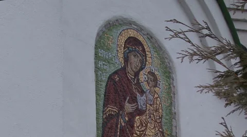Fresco of the Church Stock Footage 48665941