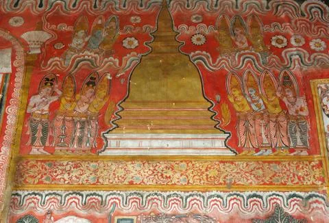Fresco at dambulla cave temple complex,sri lanka unesco world heritage site Stock-Fotos