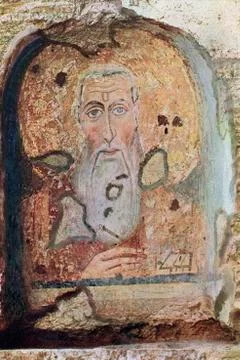 Fresco In The Nave Of Santa Maria Antiqua, Rome, Italy Depicting The Head Of Stock Photos