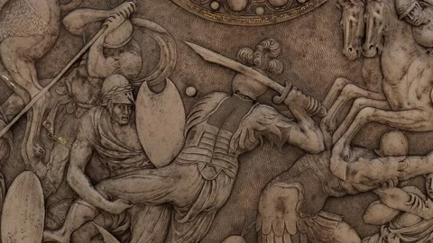 A fresco representing warriors Stock Footage 237185023