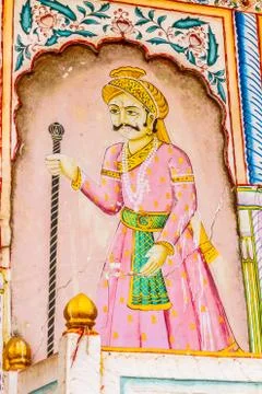 Fresco on a temple wall Stock Photos