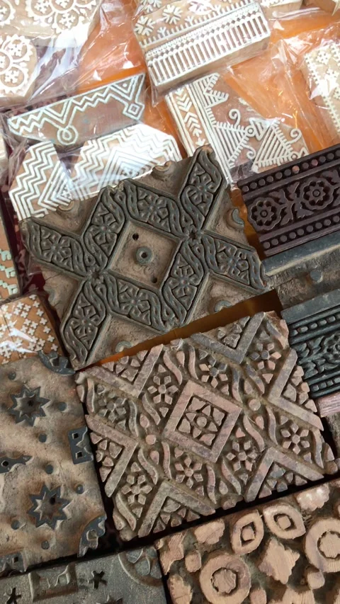 Fresco tiles with carved patterns Stock Footage 222951703