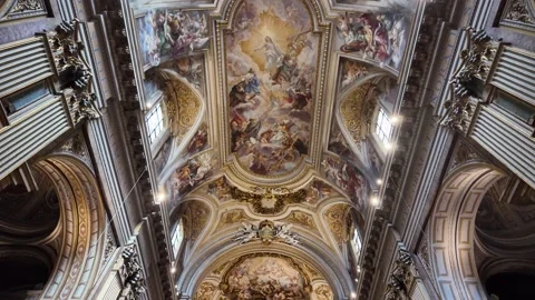 The Frescoed Ceiling Of Santi Dodici Apostoli Stock-Footage 334972914