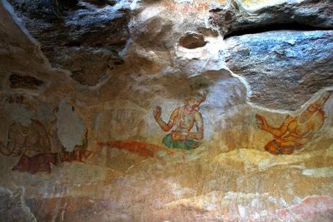 Frescoes apsaras, celestial nymph typically consort of gandharva or heaven... Fotos de archivo