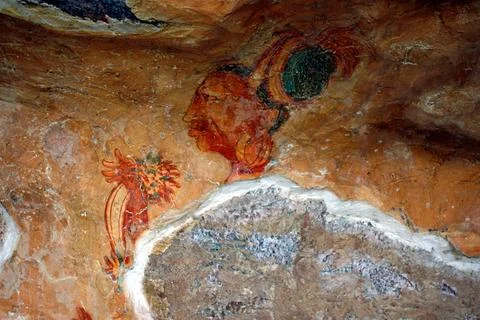 Frescoes apsaras, celestial nymph typically consort of gandharva or heaven... Fotos de archivo