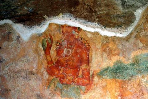 Frescoes apsaras, celestial nymph typically consort of gandharva or heaven... Fotos de archivo