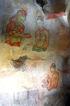 Frescoes apsaras, celestial nymph typically consort of gandharva or heaven... Fotos de archivo