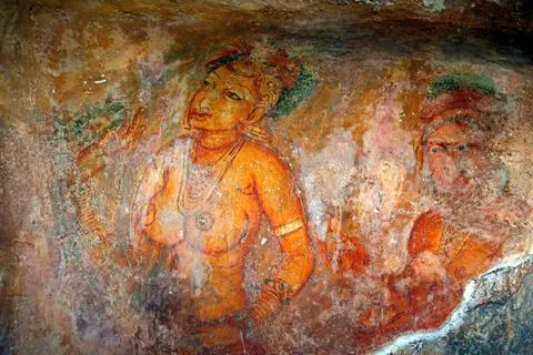 Frescoes apsaras, celestial nymph typically consort of gandharva or heaven... Fotos de archivo