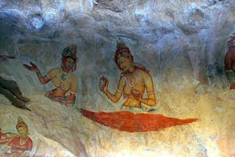 Frescoes apsaras, celestial nymph typically consort of gandharva or heaven... Fotos de archivo