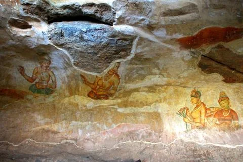 Frescoes apsaras, celestial nymph typically consort of gandharva or heaven... Fotos de archivo