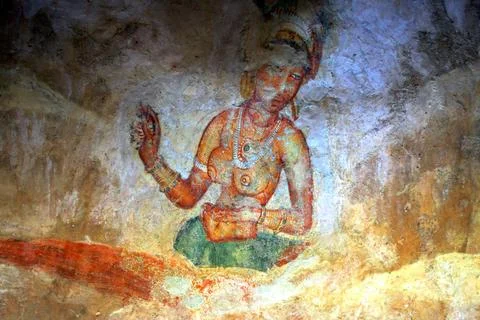 Frescoes apsaras, celestial nymph typically consort of gandharva or heaven... Fotos de archivo