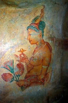 Frescoes apsaras, celestial nymph typically consort of gandharva or heaven... Fotos de archivo
