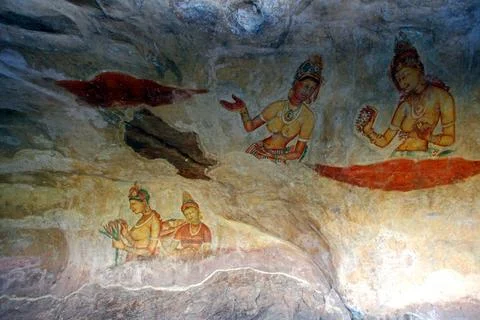 Frescoes apsaras, celestial nymph typically consort of gandharva or heaven... Fotos de archivo