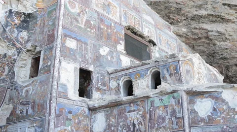 Frescoes of a Greek Othodox Monastery Stock Footage 60673615