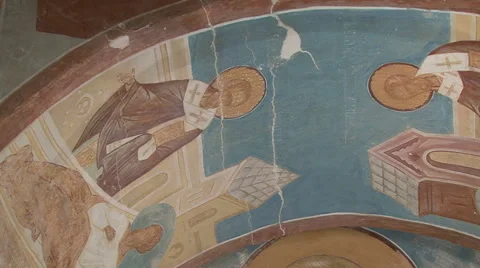 The frescoes in an Orthodox monastery Video stock 44097015