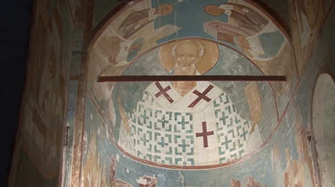 The frescoes in an Orthodox monastery Video stock 44097283