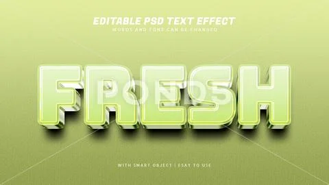 Fresh 3d text effect editable PSDテンプレート