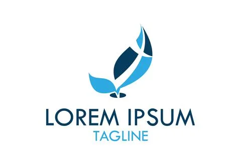 Fresh Abstract Blue Leaf Power Nature Logo Design	 Stock Illustration