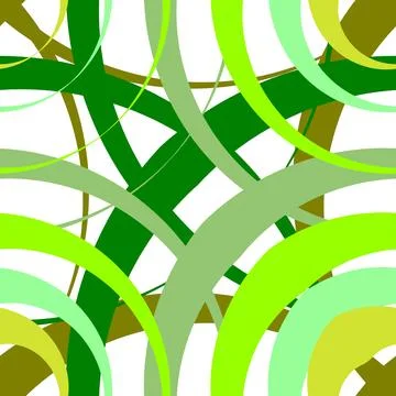 Fresh abstract pattern with overlapping green, yellow curves creating harmonious Stock Illustration