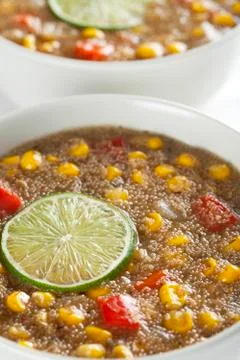 Fresh amaranth corn chowder Stock Photos