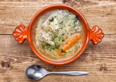 Fresh and healthy chicken soup with vegetables Stock Photos