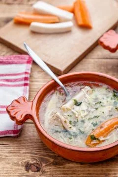 Fresh and healthy chicken soup with vegetables Stock Photos